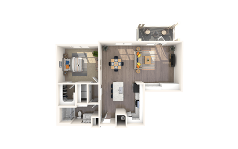 Floor plan for 1 bed, 1 bath, 984 sqft